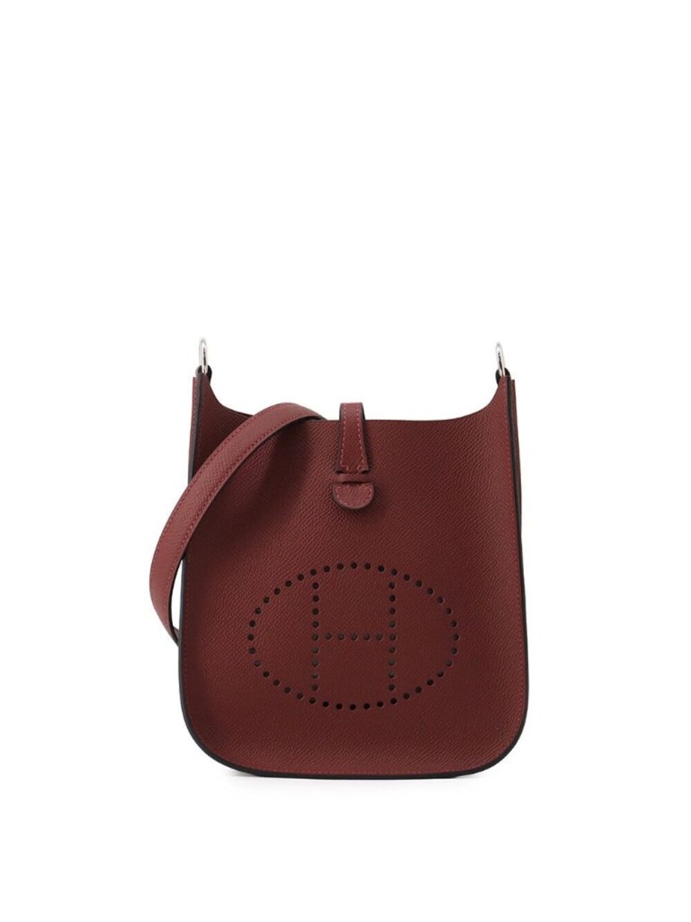 Hermes Shoulder Bag Evelyne TPM Sellier Rouge Ash Silver Epsom